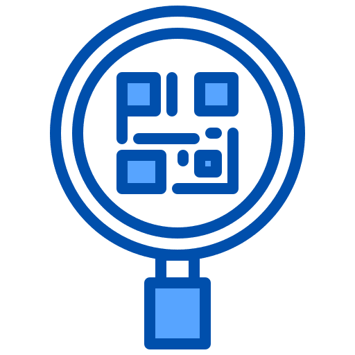 Scan magnifying glass qr code commerce and shopping icon
