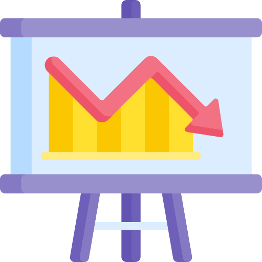 Presentation crisis down arrow recession icon