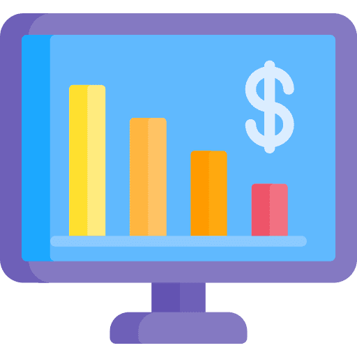 Computer business and finance line bars economy icon