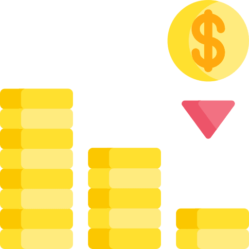 Loss banking crisis down arrow icon