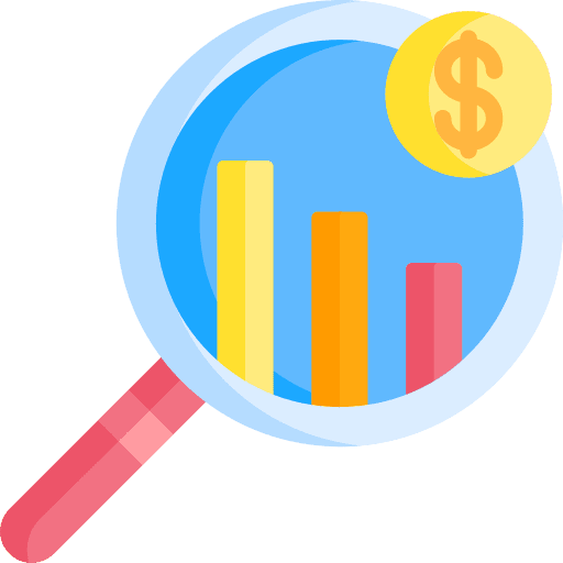 Loss loupe magnifying glass loss icon