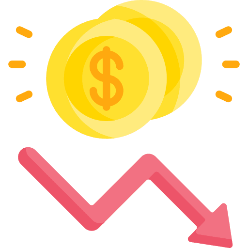 Recession down arrow banking business and finance icon