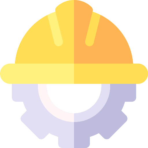 Engineer helmet construction and tools factory icon