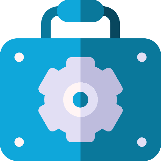 Briefcase work cogwheel management icon
