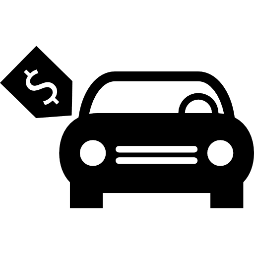 Brand new car with dollar price tag new car cars vehicle icon