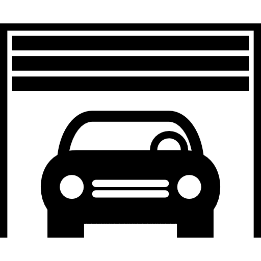 Car inside a garage automobile transport parking icon