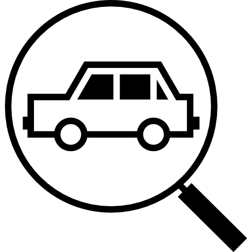 Searching for car interface transport magnifying glass icon