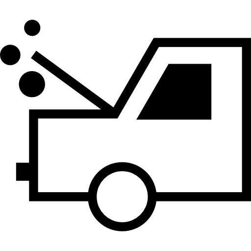 Car with heat problems heat pollution transport icon