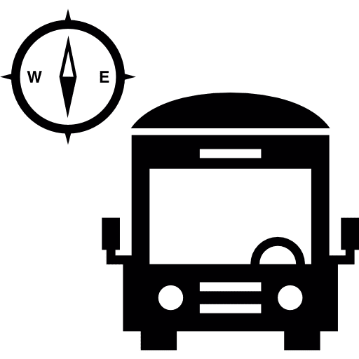 Bus with compass orientation school bus compasses icon