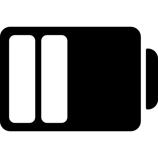 Battery status with half power power tools and utensils half icon