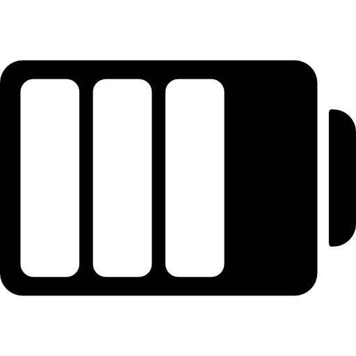 Battery status with three quarters charged three battery level battery icon