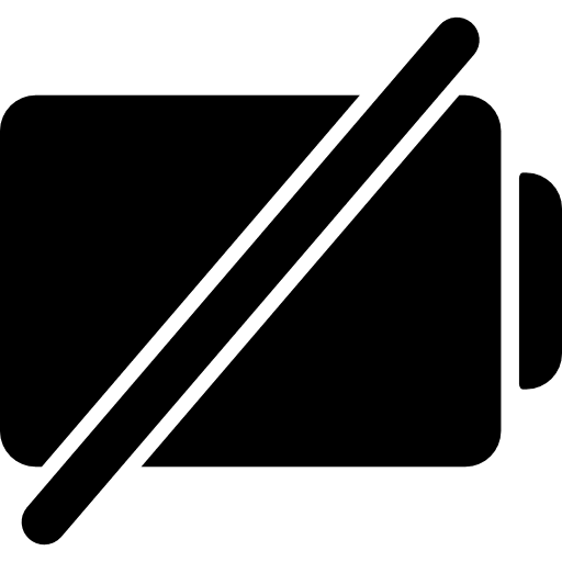 Battery with a slash symbols battery status symbol icon