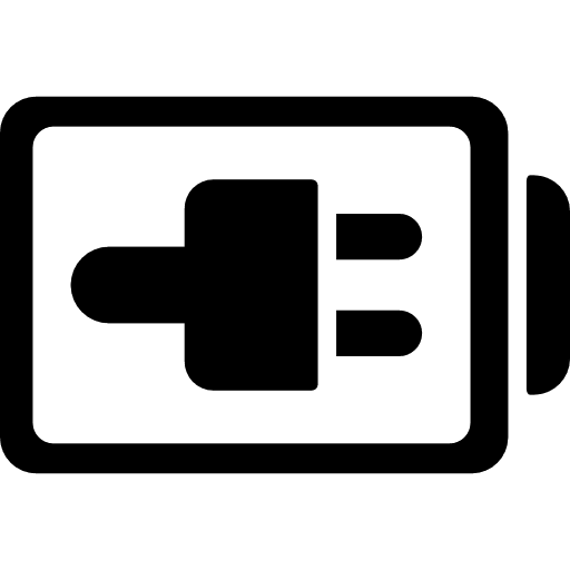 Plug sign on battery outline symbol discharged battery battery status icon