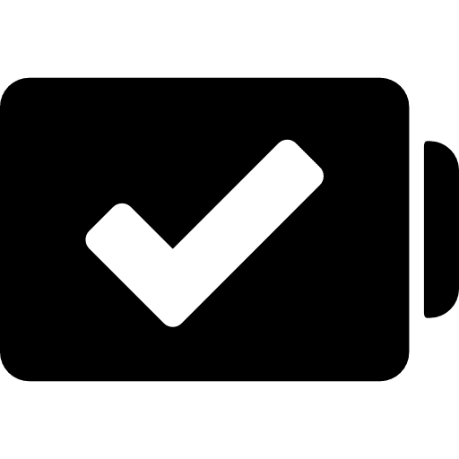 Battery with verification sign battery status verification sign icon