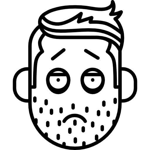 Boy with fatigue face sleepy weakness exhaust icon