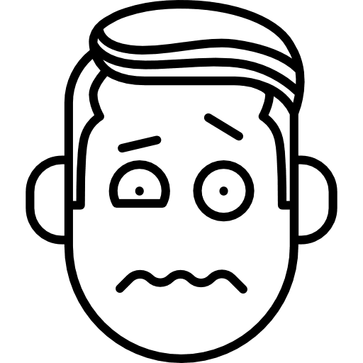 Afraid boy face faces nerve scared icon