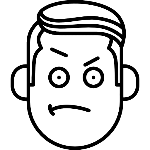 Discontent boy face dissatisfaction irritation failure icon