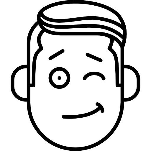 Boy winking gestures smile flirt icon