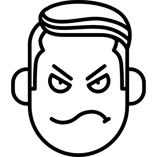 Boy with anger face gestures raging rage icon