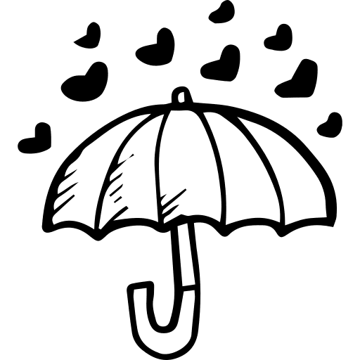 Umbrella hearts tools and utensils romanticism icon