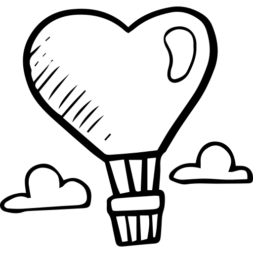 Hot air balloon heart transportation love icon