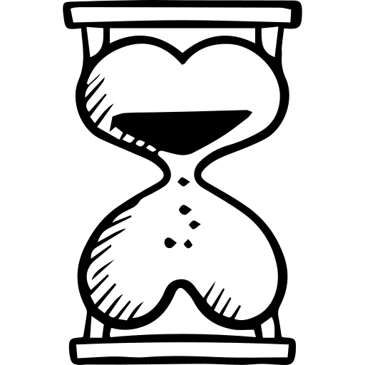 Hourglass tools and utensils clock heart shape icon