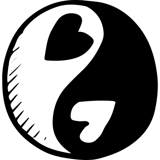 Yin yang shapes yin yang hearts icon