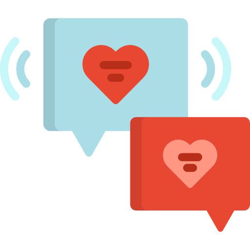 Chat speech bubble communications hearts icon