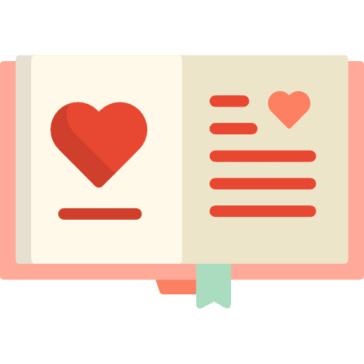 Diary hearts love valentines day icon