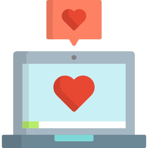Laptop heart electronic computing icon