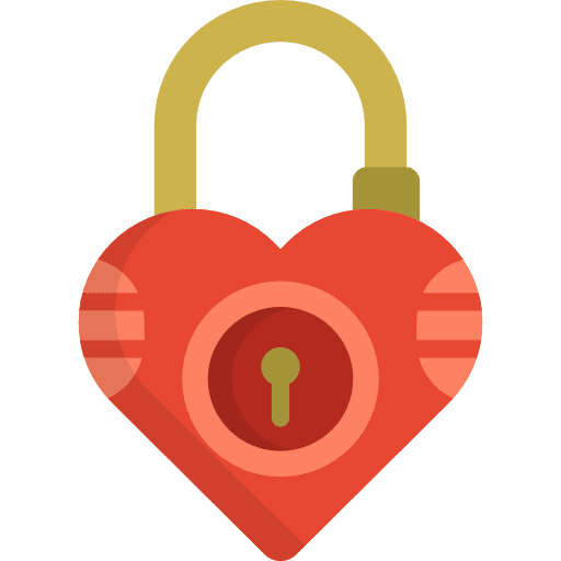 Padlock security heart shaped padlock icon