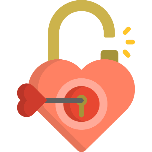 Unlock heart shaped padlock love icon