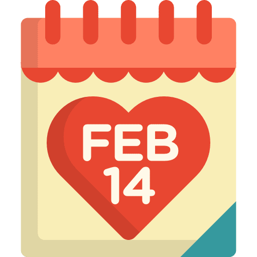 Valentines day valentines day time and date romantic icon