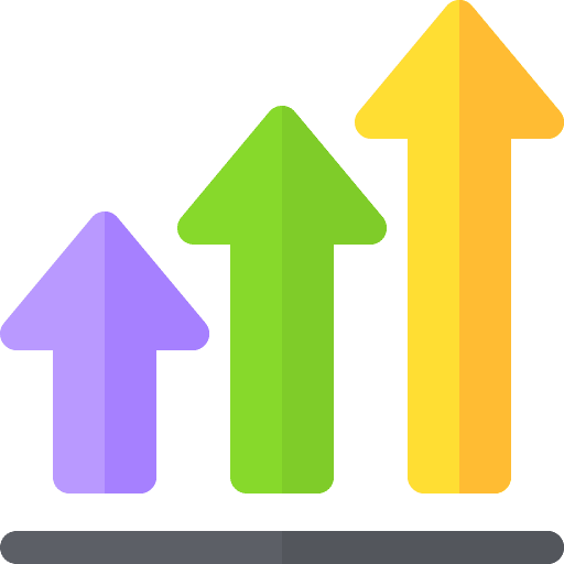 Bar chart stats seo and web profits icon