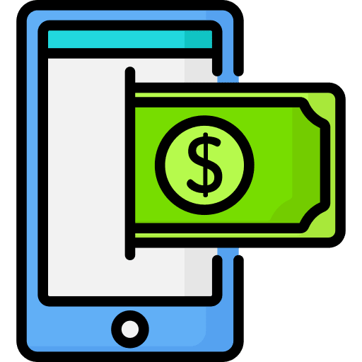 Smartphone communications dollar touch screen icon