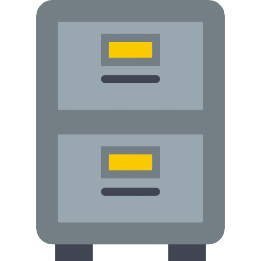 Archive document filing cabinet office material icon