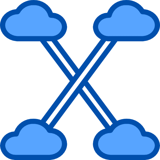 Sync shapes and symbols clouds cross icon