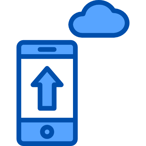 Upload mobile phone technology cloud computing icon