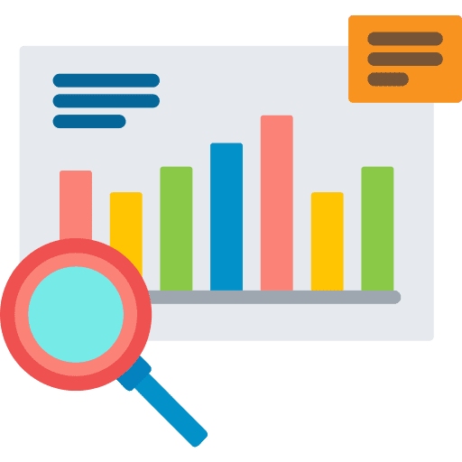 Report pie chart loupe seo and web icon