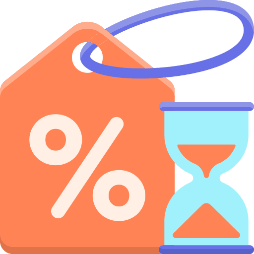 Bargains bargains hourglass time icon