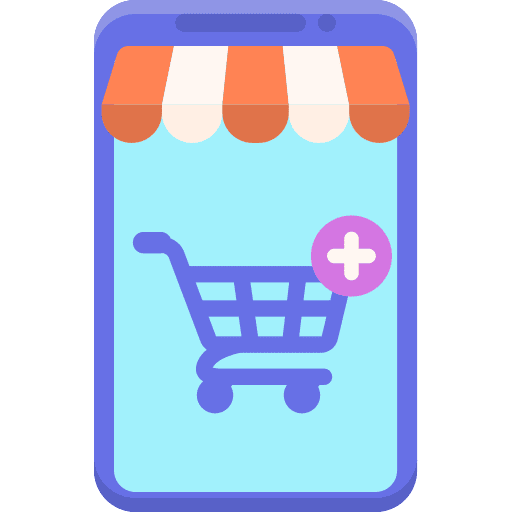 Mobile shopping commerce and shopping online payment smartphone icon