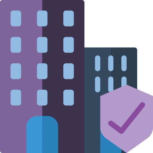 Building safety security architecture and city icon