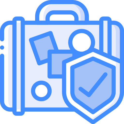 Travel insurance security luggage baggage icon