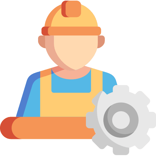 Worker gear helmet cogwheel icon