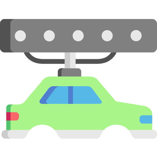 Car factory robotic car icon