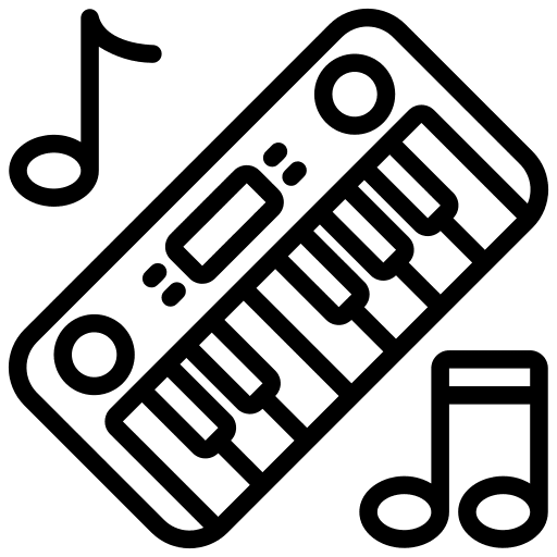 Keyboard technology music and multimedia piano icon