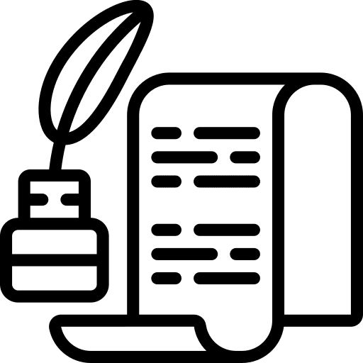 Calligraphy ink feather quill icon