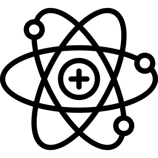 Atom react nuclear science icon