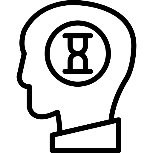 Thinking clock thinking hourglass icon