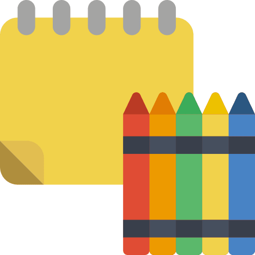 Sketch notebook crayons education icon